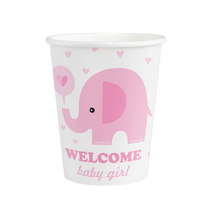 Kubek Baby Shower Słonik różowy 220ml 6szt.