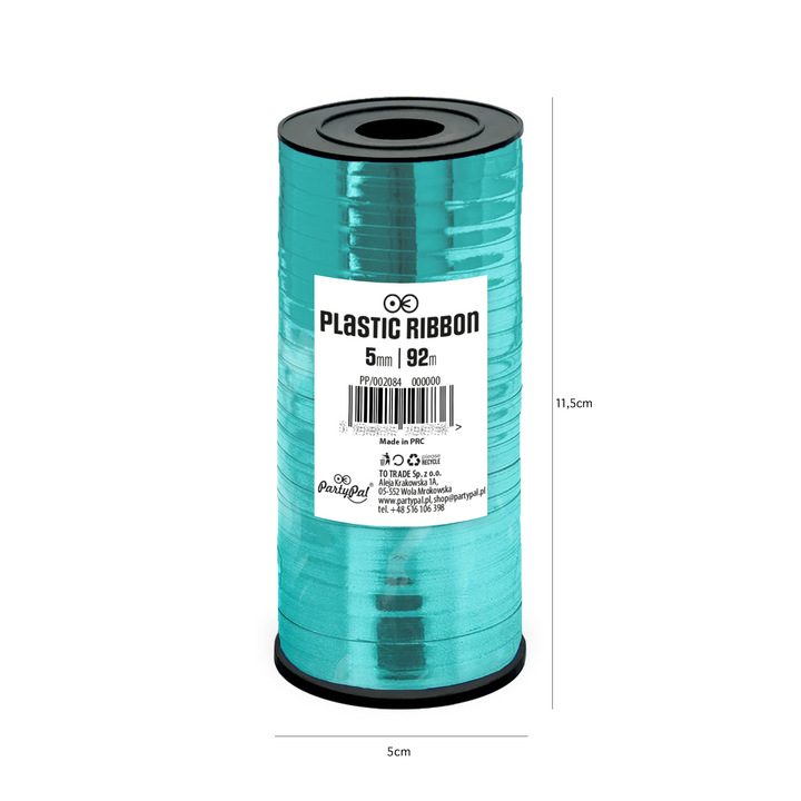 Shiny turquoise plastic ribbon 92m