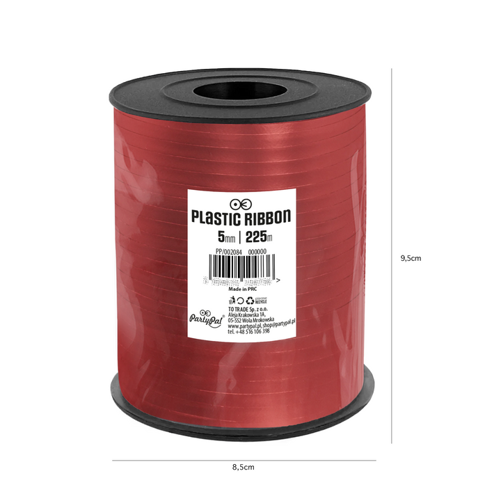 Chromatic red plastic ribbon 225m