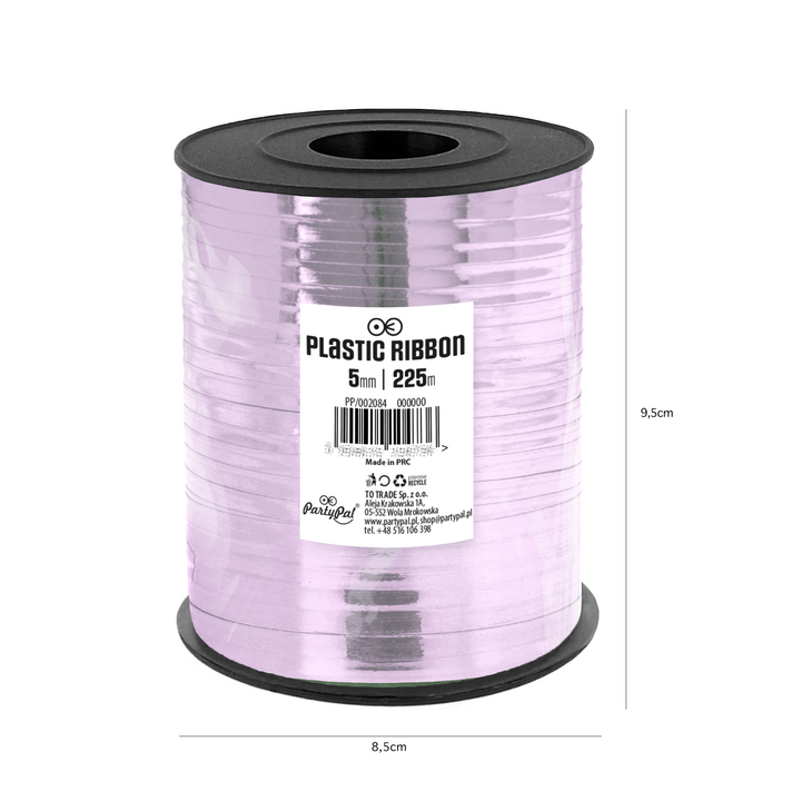 Shiny lilac plastic ribbon 225m