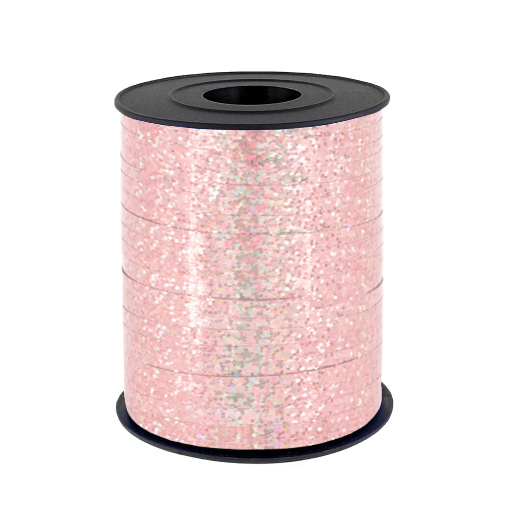 Holographic glitter plastic ribbon rose gold 225m