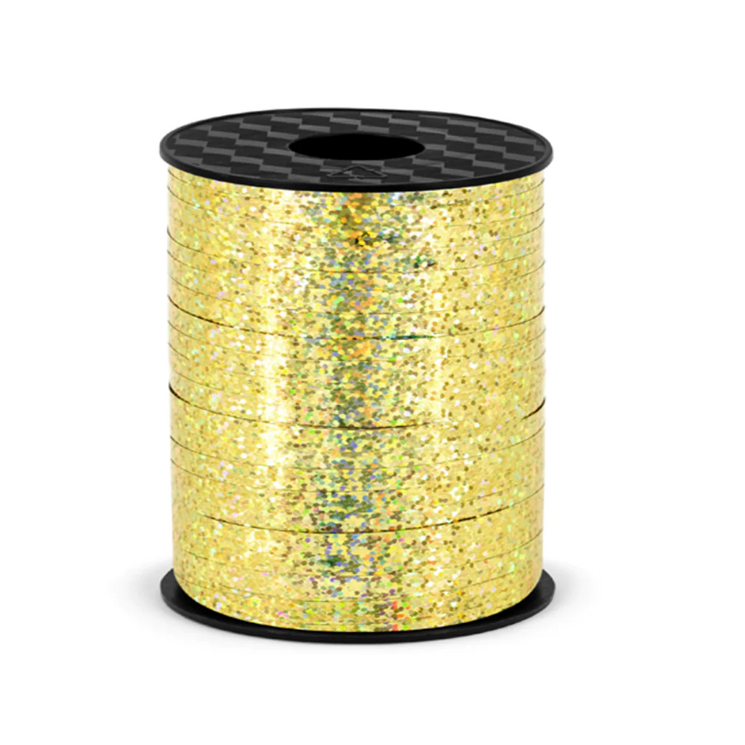 Holografisches, glitzerndes, goldenes Kunststoffband, 458 m