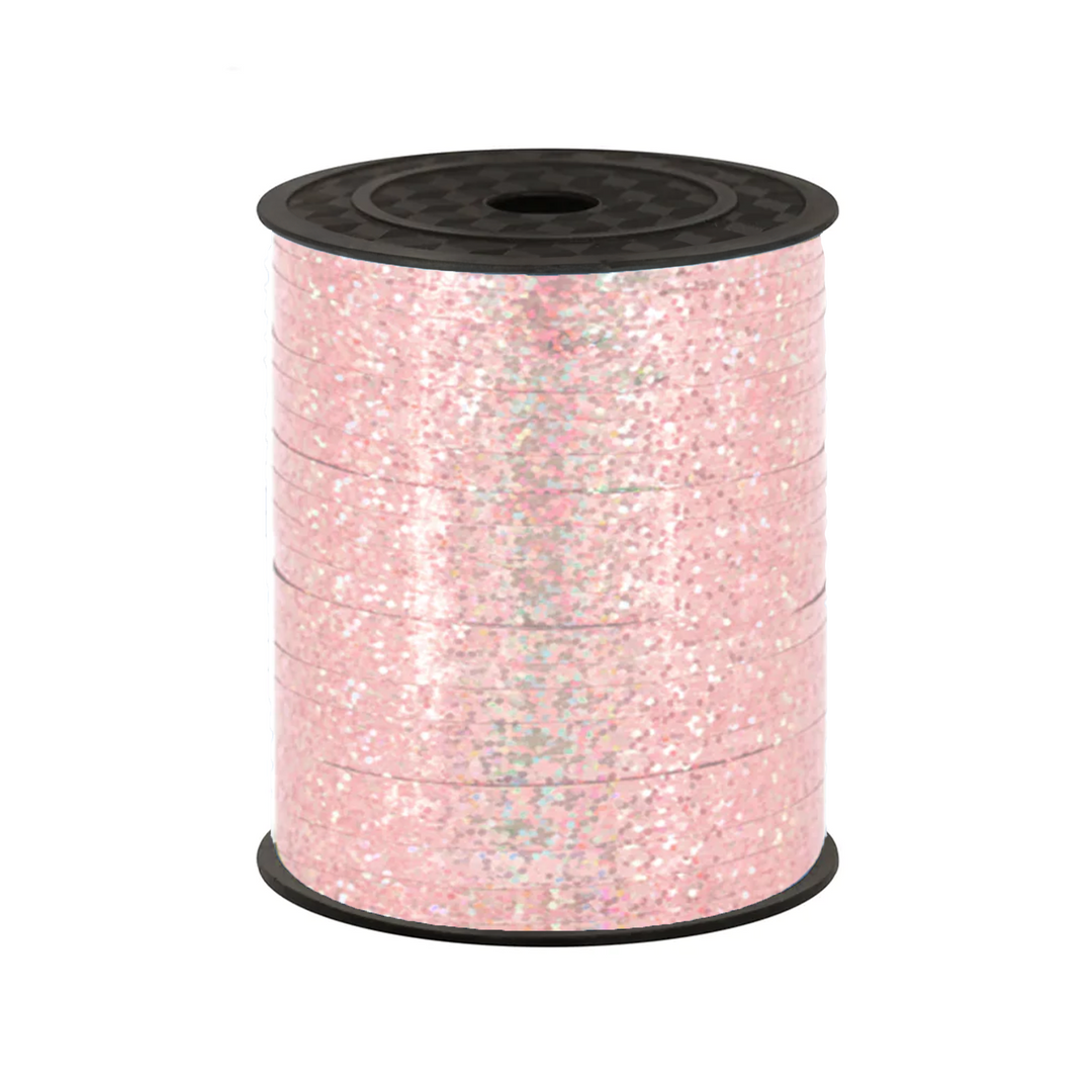 Holographic glitter plastic ribbon rose gold 458m