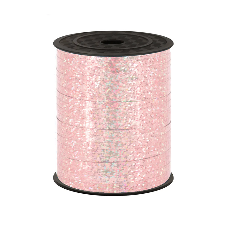 Holographic glitter plastic ribbon rose gold 458m