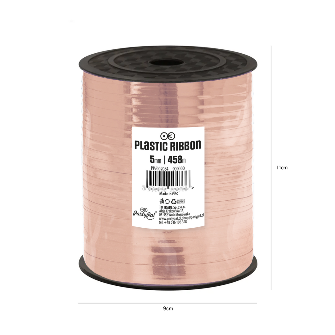 Wstążka plastikowa błyszcząca rose gold 458m