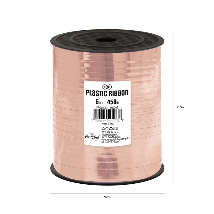 Wstążka plastikowa błyszcząca rose gold 458m