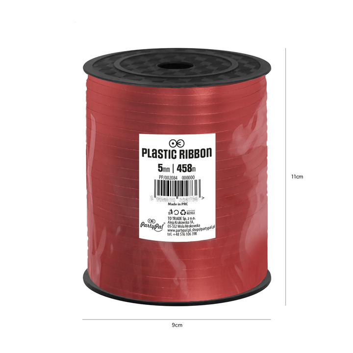 Chromatic red plastic ribbon 458m