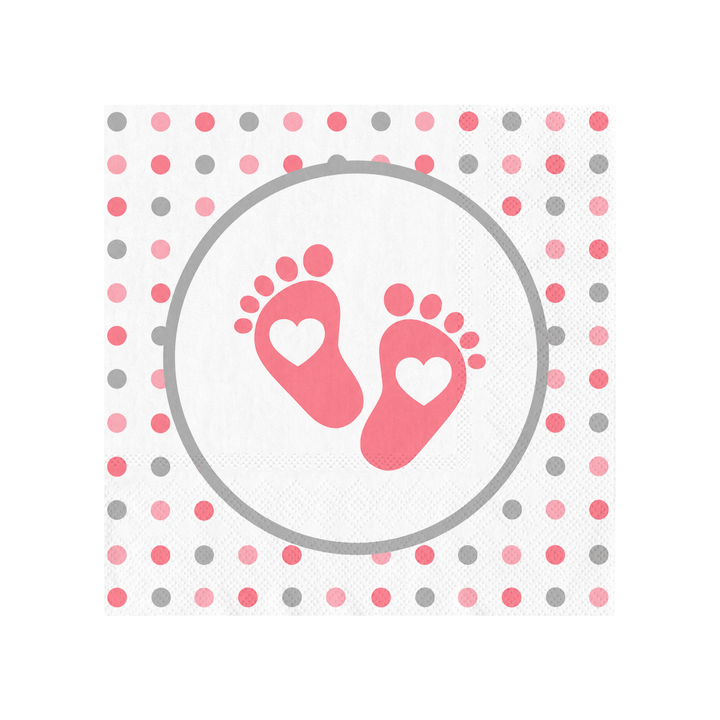 Serwetki Baby Shower Stópki różowe 10szt.