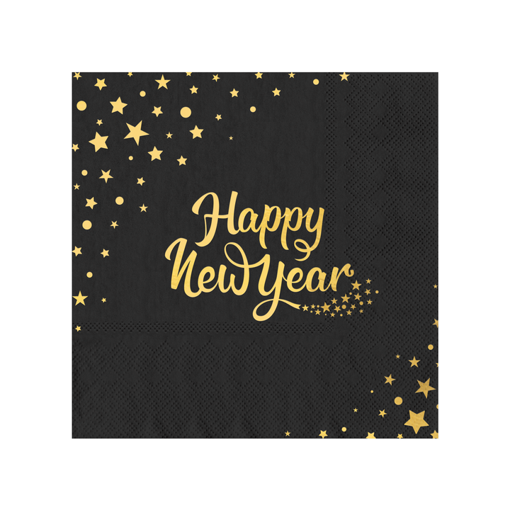 Servietten „Happy New Year“, schwarz, 10 Stück