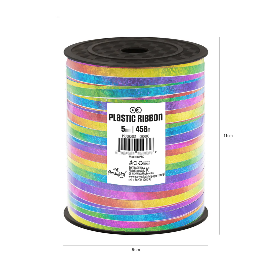 Wstążka plastikowa holograficzna multikolor 458m