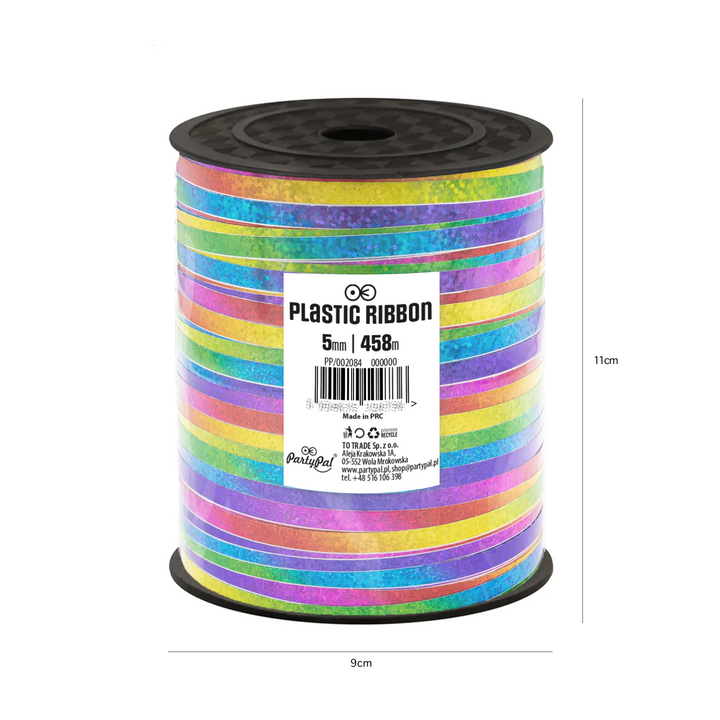 Wstążka plastikowa holograficzna multikolor 458m