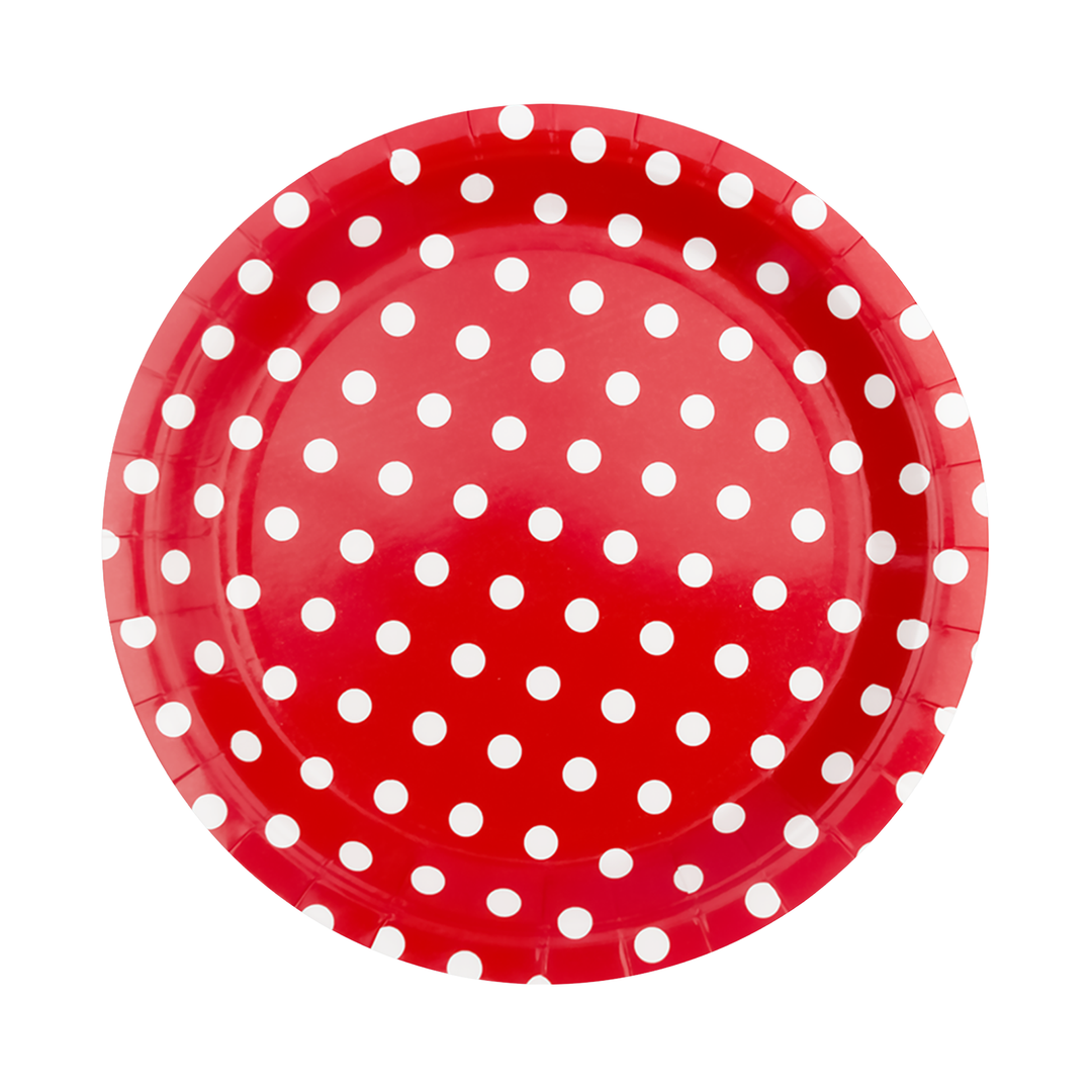 Red paper plate with dots 7 inches 6 pcs.