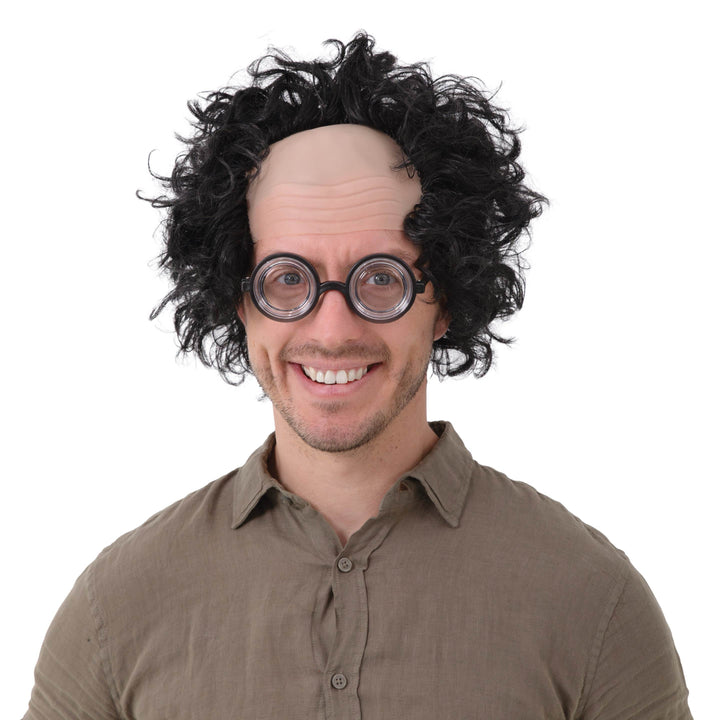 Peruka imprezowa włosy czarne z łysiną