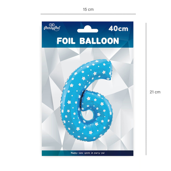 Balon foliowy Gwiazdki cyfra 6 niebieski 40cm N