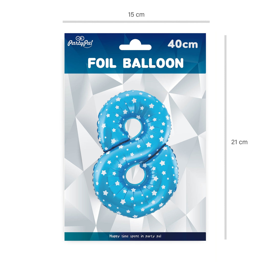 Balon foliowy Gwiazdki cyfra 8 niebieski 40cm N
