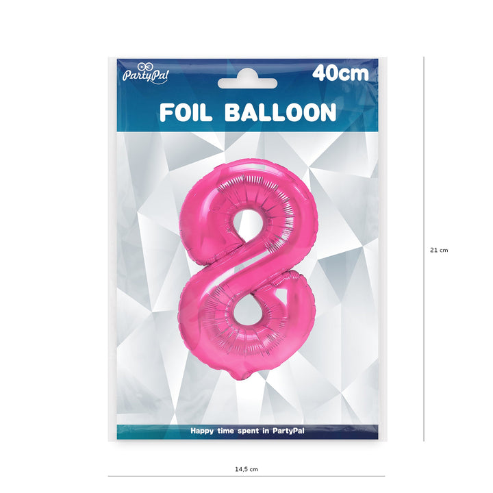 Balon foliowy cyfra 8 ciemnoróżowy 40cm N