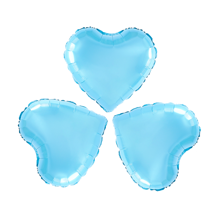 Folienballon „Herz“, hellblau, 9 Zoll, 3 Stück