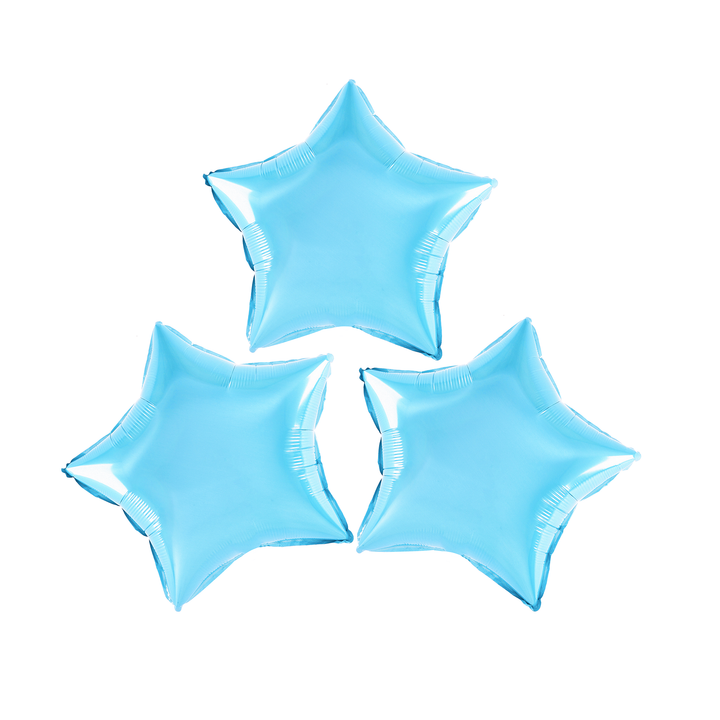 Folienballon „Stern“, hellblau, 9 Zoll, 3 Stück
