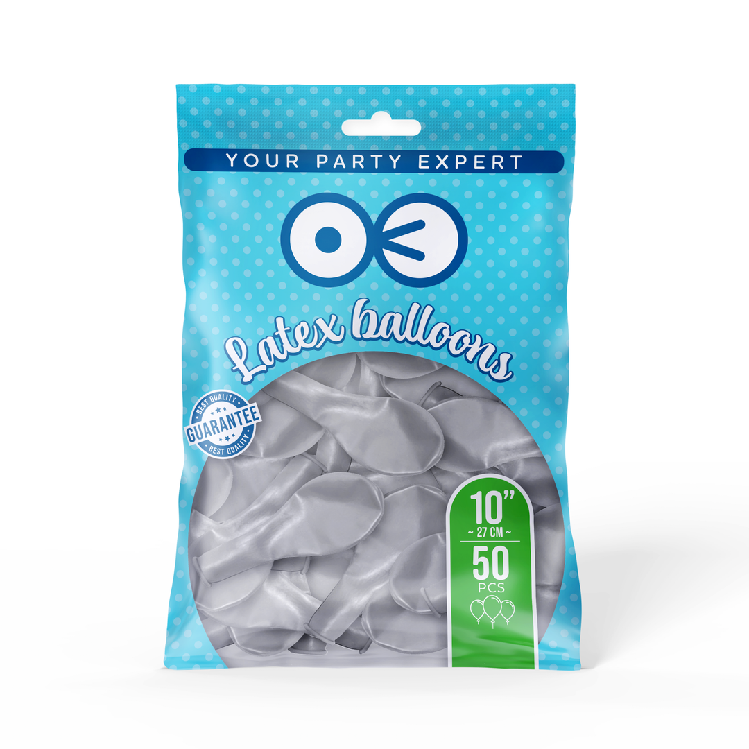 Balony chrom srebrne 10 cali 50 szt.