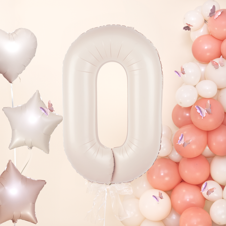 Balon foliowy cyfra 0 kremowy 100cm