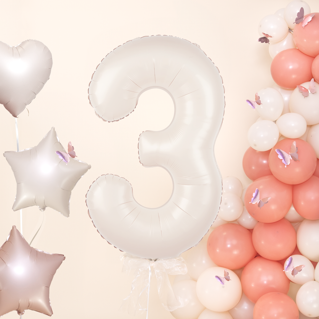 Balon foliowy cyfra 3 kremowy 100cm