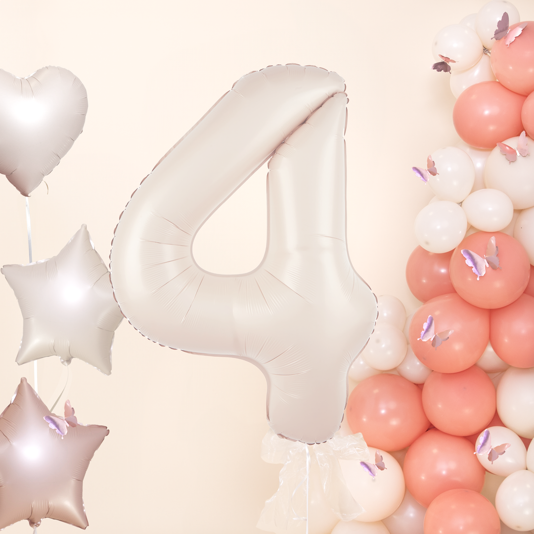 Balon foliowy cyfra 4 kremowy 100cm
