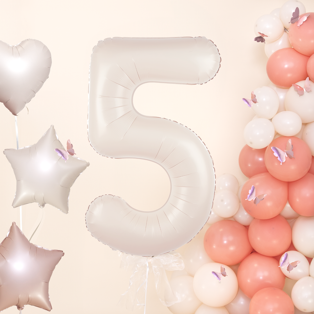 Balon foliowy cyfra 5 kremowy 100cm