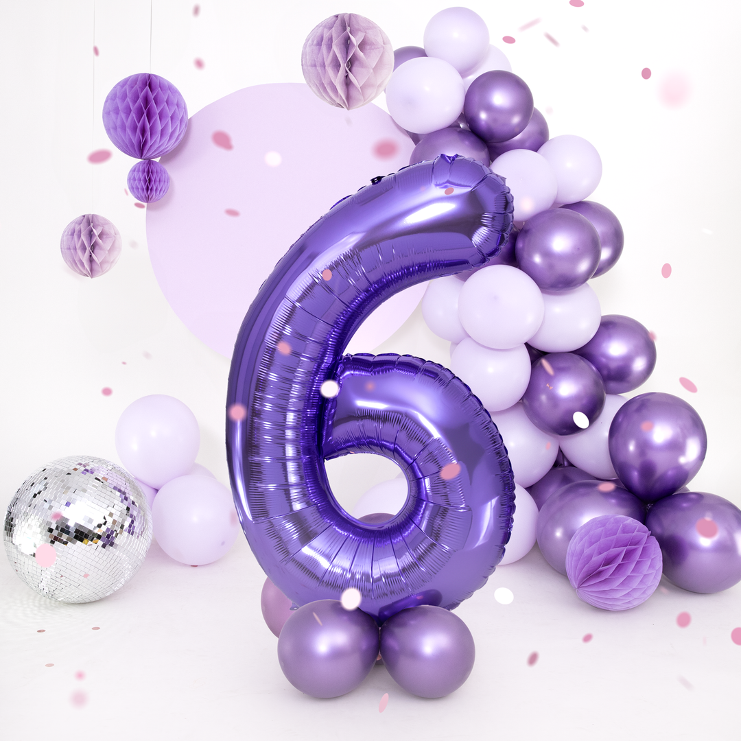 Balon foliowy cyfra 6 fioletowy 100cm