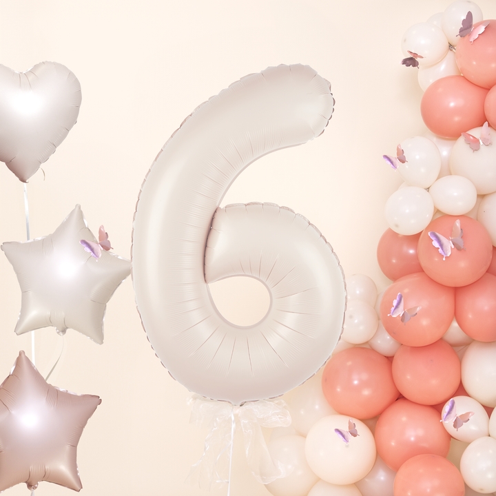 Balon foliowy cyfra 6 kremowy 100cm
