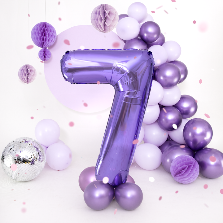 Balon foliowy cyfra 7 fioletowy 100cm