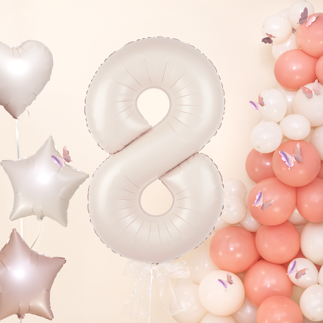 Balon foliowy cyfra 8 kremowy 100cm