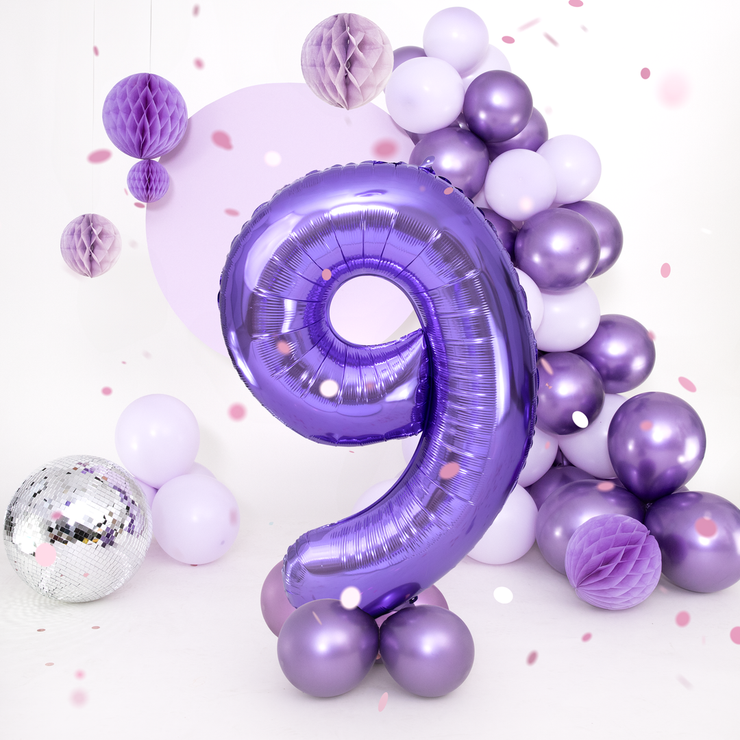 Balon foliowy cyfra 9 fioletowy 100cm