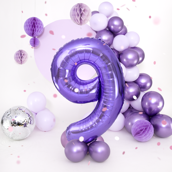 Balon foliowy cyfra 9 fioletowy 100cm