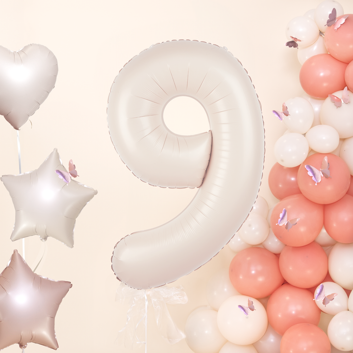 Balon foliowy cyfra 9 kremowy 100cm