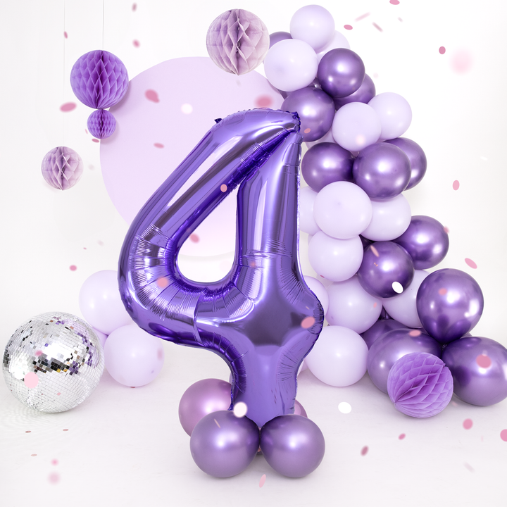 Balon foliowy cyfra 4 fioletowy 100cm