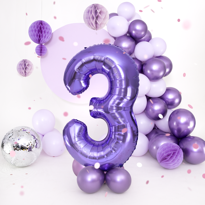 Balon foliowy cyfra 3 fioletowy 100cm