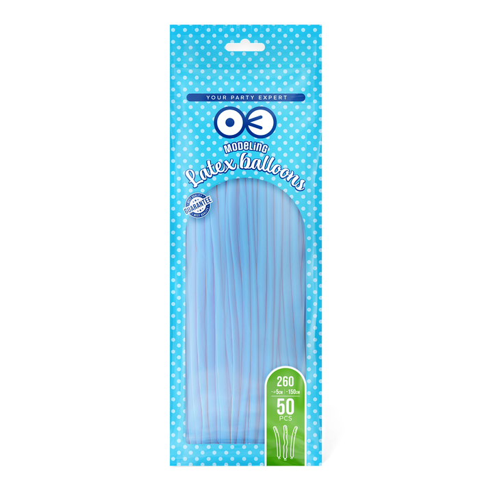 Balony do modelowania rurki niebieskie pastelowe 50szt.