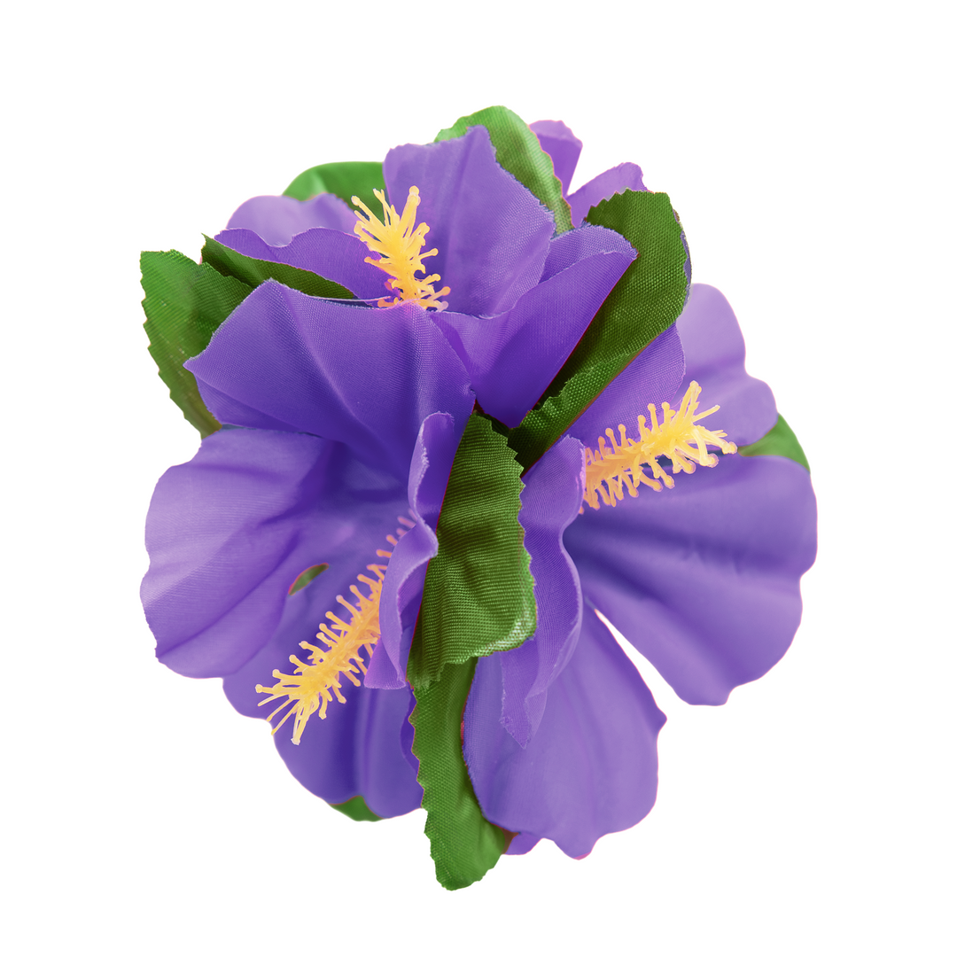 spinka do włosów w kształcie hawajskiego kwiatka w kolorze fioletowym z klipsem 