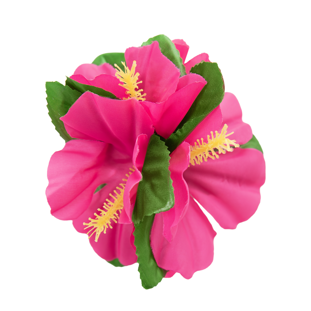 spinka do włosów w kształcie hawajskiego kwiatka w kolorze fuksji z klipsem 