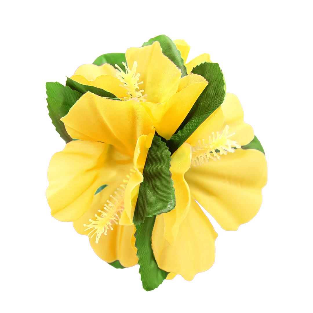 spinka do włosów w kształcie hawajskiego kwiatka w kolorze żółtym z klipsem 