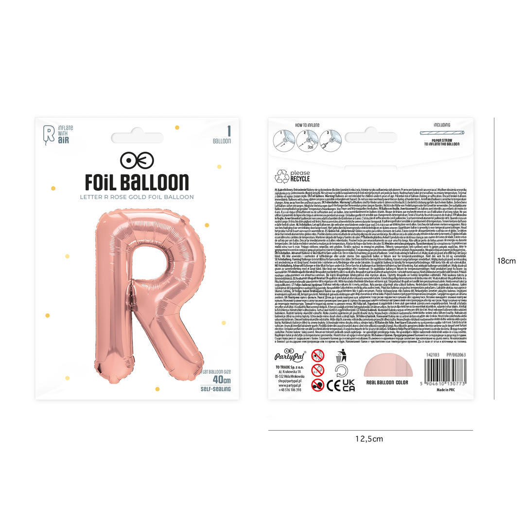 Balon foliowy litera R rose gold 40cm R