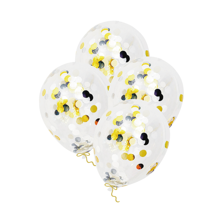 Balony z konfetti złoto-czarnym 12cali 4 szt.