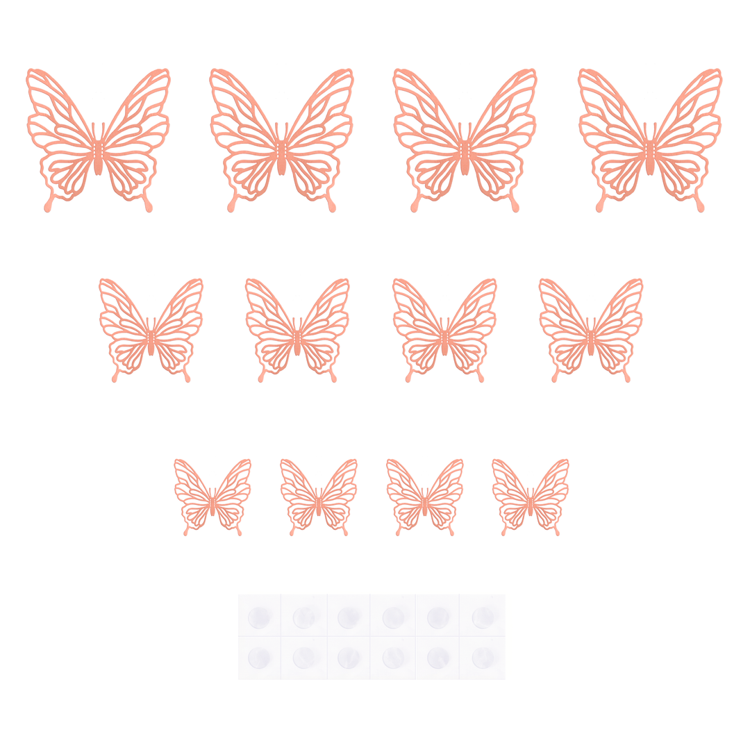 Naklejki na ścianę 3D Motyle ażurowe rose gold 12szt.