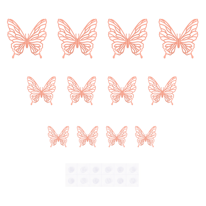Naklejki na ścianę 3D Motyle ażurowe rose gold 12szt.