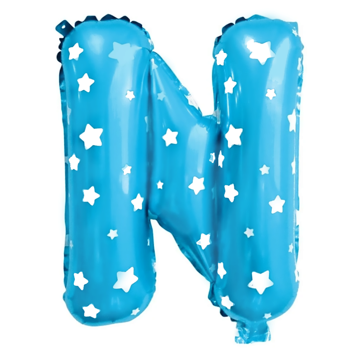 Balon foliowy Gwiazdki litera N niebieski 40cm L