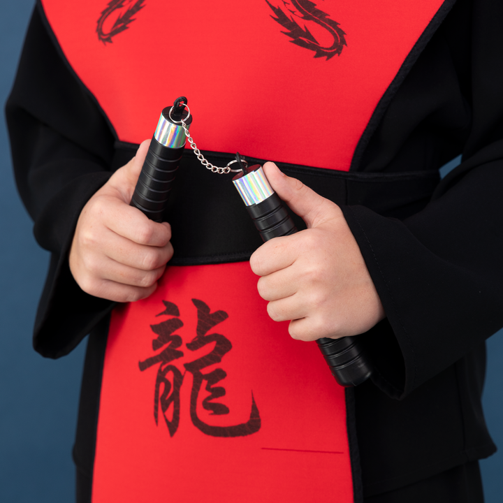 Nunchaku zabawkowe czarno-srebrne 3x45 cm