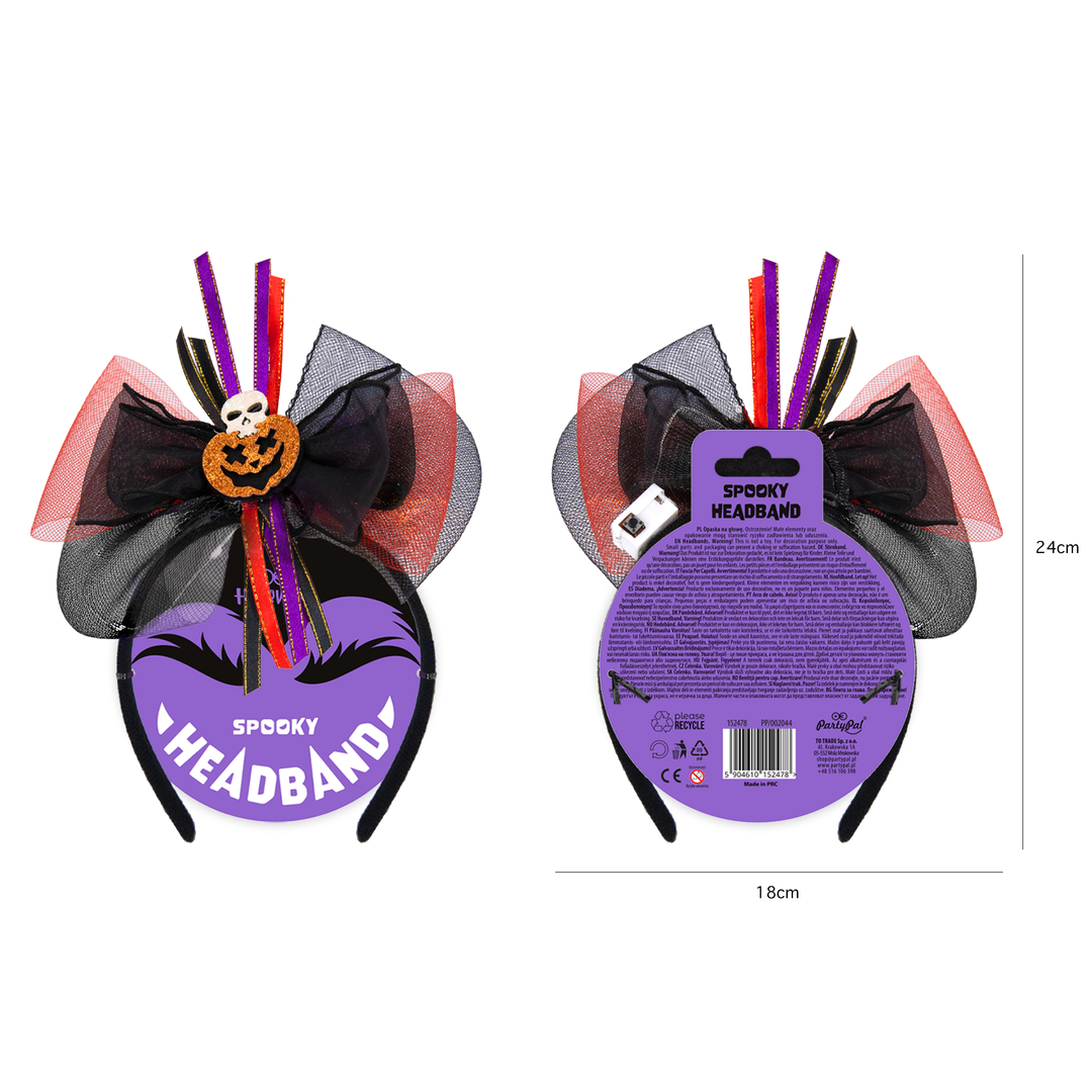 Opaska Halloween LED z tiulem 19x23cm
