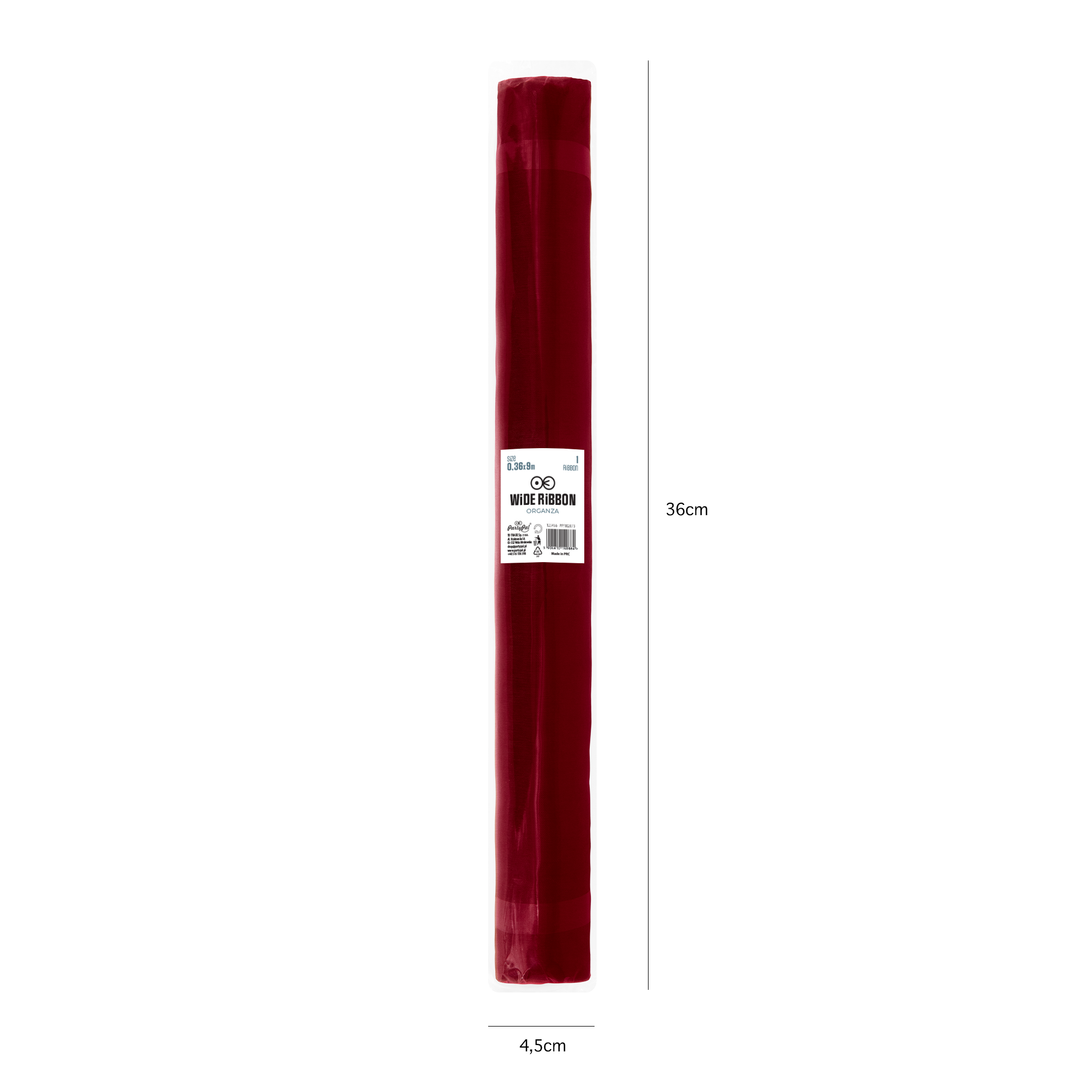 Organza gładka burgundowa 0,36x9m