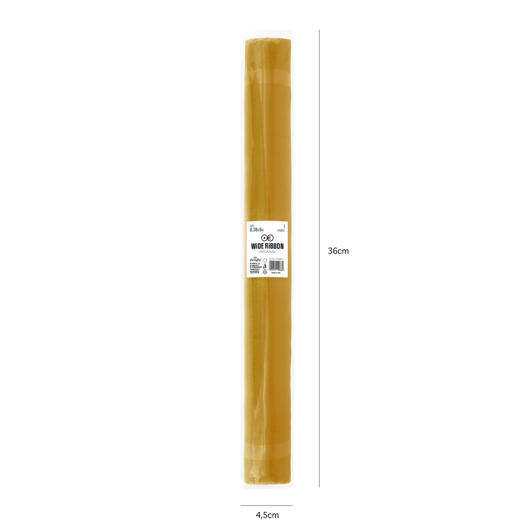 Organza gładka złota 0,36x9m