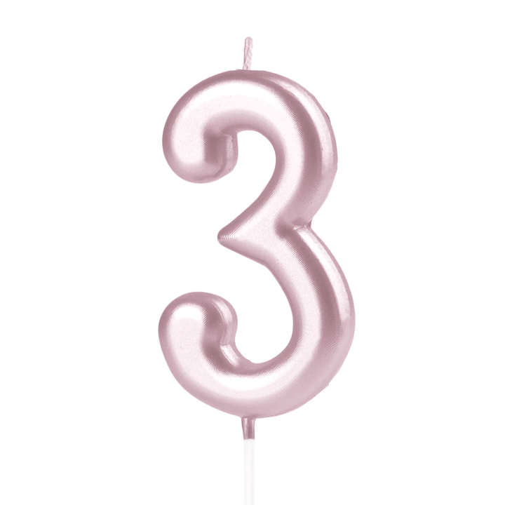 Świeczka cyfra rose gold 3